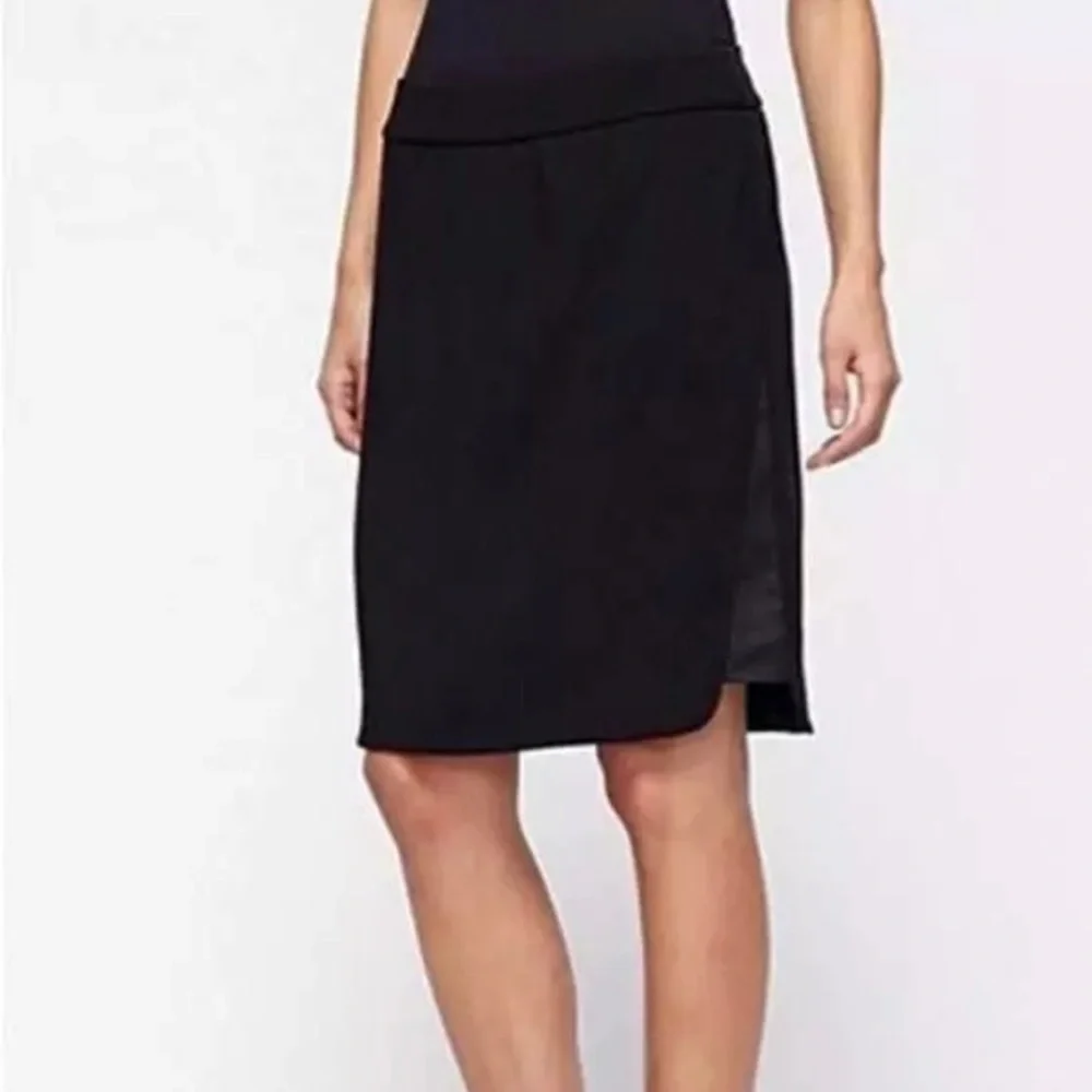 Eileen Fisher Tropical Suiting Silk Panel Skirt Black XL
